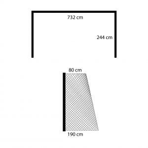 RETE CALCIO ANNODATA 7.50X2.50 MT Regolamentare in corda HDPE da 2,8 mm trattata contro raggi UV - Dimensioni 742x250 cm
