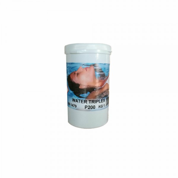 WATER TRIPLEX Barattolo da 1 kg Multifunzione - 5 pasticche da 200 gr - TRIPLA AZIONE: clorante, antialga e flocculante