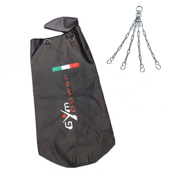 Sacco Boxe Leather Pro Savate 30-50 Kg - Ecopelle Nero Con Catene, 110x40 Cm - Foto 7