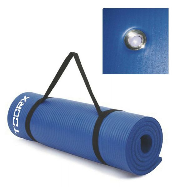 Toorx Materassino fitness Pro blu con occhielli in acciaio cromato -  Dimensioni 172x61 cm Spessore 1,5