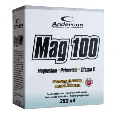 MAG 100 - Box di 10 fialette monodose da 25 ml gusto ARANCIA - Integratore di Magnesio, Potassio e Vitamina C