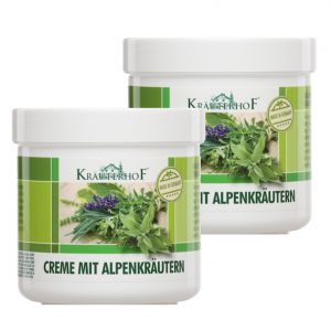 2X CREME MIT ALPENKRAUTERN - Set di 2 barattoli da 250 ml di Crema rinfrescante per piedi e gambe con erbe alpine