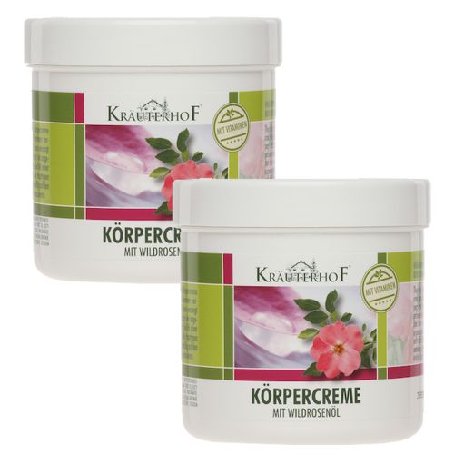 2X KORPERCREME MIT WILDROSENOL - "SET RISPARMIO" con 2 barattoli da 250ml di Crema per corpo all' olio di rosa selvatica