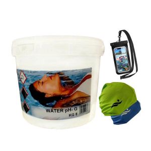 RIDUTTORE PH GRANULARE in secchio da 8 kg - Correttore del valore di pH per la tua piscina + TRE SIMPATICI OMAGGI