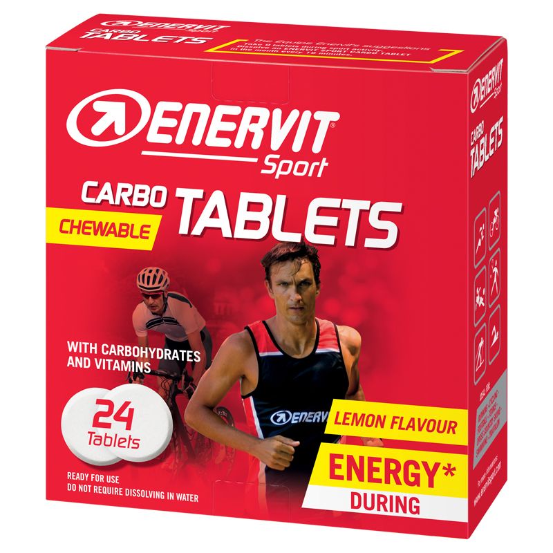 Enervit Sport Carbo Tablets 24 tavolette masticabili gusto LIMONE - Energetico a base di Carboidrati con vitamine