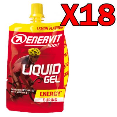 Enervit Sport Liquid Gel, conf 18 cheerpack 60 ml, gusto limone - Energetico a base di Carboidrati e Vitamine