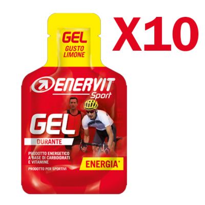 Enervit Sport Gel, conf 10 mini-pack da 25 ml, gusto limone - Energetico liquido con carboidrati e vitamine