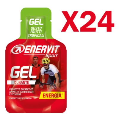 Enervit Sport Gel, conf 24 mini-pack da 25 ml, gusto frutti tropicali - Energetico liquido con carboidrati e vitamine