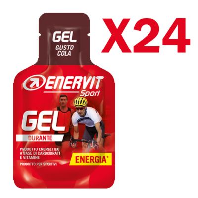 Enervit Sport Gel, conf 24 mini-pack da 25 ml, gusto cola - Energetico liquido con carboidrati e vitamine