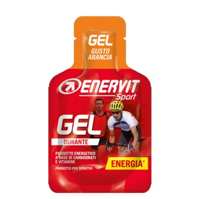 Enervit Sport Gel mini-pack da 25 ml, gusto arancia - Energetico liquido con carboidrati e vitamine