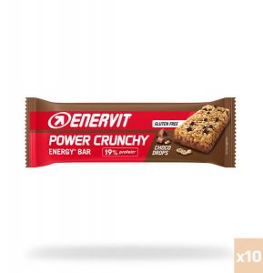 Enervit Sport Power Crunchy Bar Cioko, conf 10 snack croccanti da 40 g con gocce di cioccolato fondente, senza glutine