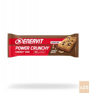Enervit Sport Power Crunchy Bar Cioko, conf 25 snack croccanti da 40 g con gocce di cioccolato fondente, senza glutine