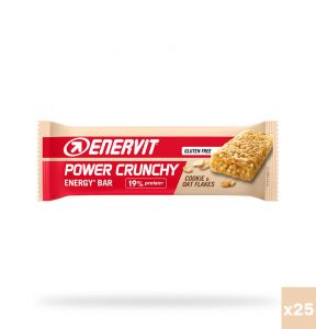 Enervit Sport Power Crunchy Bar Cookie, conf 25 snack croccanti da 40 g con granella di biscotto, senza glutine