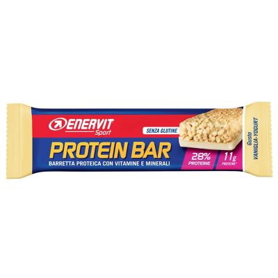 Enervit Sport Protein Bar gusto Vaniglia-Yogurt, barretta proteica da 40g con vitamine e minerali, senza glutine