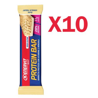 Enervit Sport Protein Bar gusto Vaniglia-Yogurt, conf 10 barrette proteiche con vitamine e minerali, senza glutine