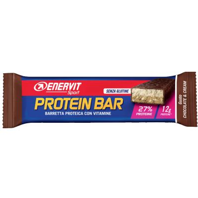 Enervit Sport Protein Bar gusto Chocolate & Cream, barretta proteica da 45g con vitamine e minerali, senza glutine