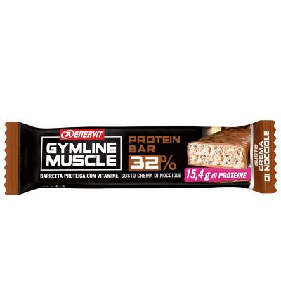 Enervit Gymline Protein Bar 32%, gusto Crema di Nocciole - Barretta Proteica da 48 g con mix di vitamine, gluten free