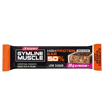Enervit Gymline High Protein Bar 50% Arancia Cioccolato Senza Glutine - Barretta da 60g con proteine e vitamine