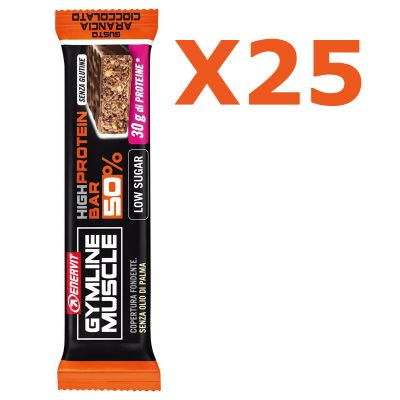 Enervit Gymline High Protein Bar 50% Arancia Cioccolato Senza Glutine - Conf 25 barrette da 60g con proteine e vitamine