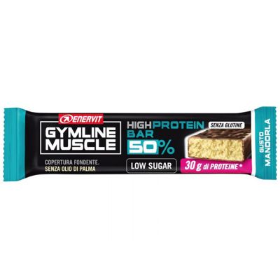 Enervit Gymline High Protein Bar 50% Mandorla Senza Glutine - Barretta da 60g con proteine e vitamine