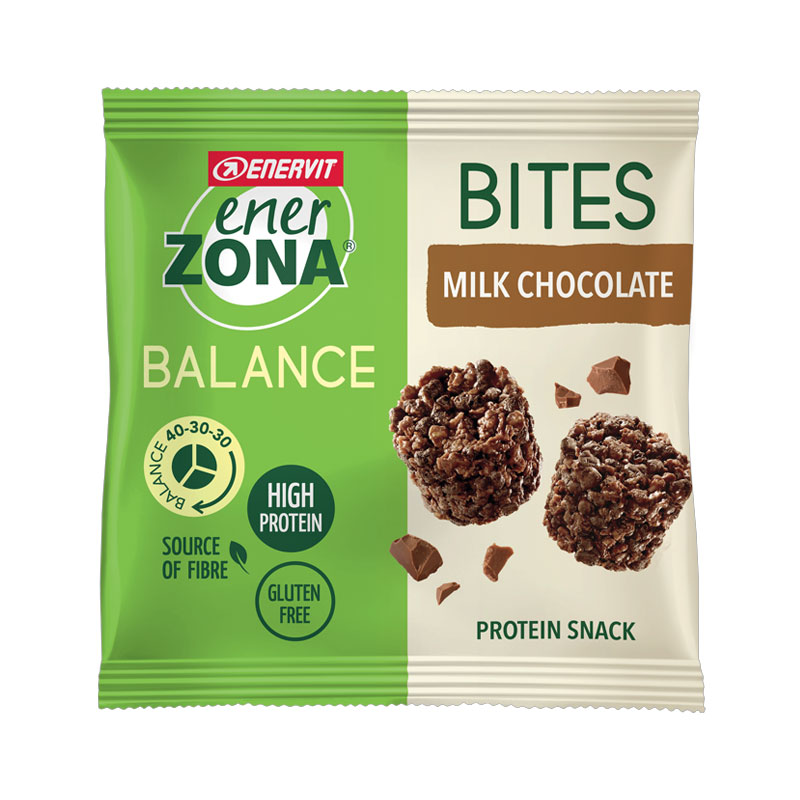 Enerzona Minirock 40-30-30 Bites Minipack 24 g Cioccolato al Latte - Ricco in Proteine, con Fibre - Senza Glutine
