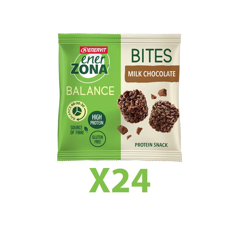 Enerzona Minirock 40-30-30 Box 24 Bites Minipack 24X24 g Cioccolato Latte - Ricco in Proteine, con Fibre - Senza Glutine
