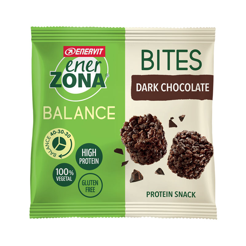 Enerzona Minirock 40-30-30 Bites Minipack 24 g Cioccolato Fondente - Ricco in Proteine, con Fibre - Senza Glutine
