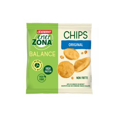 ENERZONA CHIPS 40-30-30 - Box con 14 Sacchetti da 23 g gusto CLASSICO - Patatine NON FRITTE ricchi in proteine e fibre