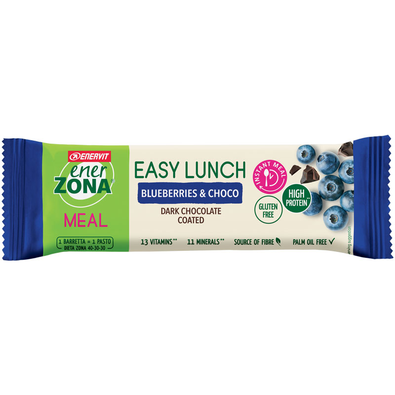 Enerzona Nutrition Bar 40-30-30 Easy Lunch Barretta Proteica 53 g Mirtillo e Cacao - Senza glutine – Senza Olio di palma