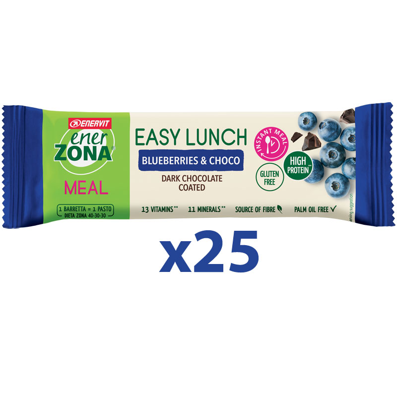 Enerzona Nutrition Bar 40-30-30 Easy Lunch Box 25 Barrette Proteiche 25x53 g Mirtillo Cacao - Senza glutine