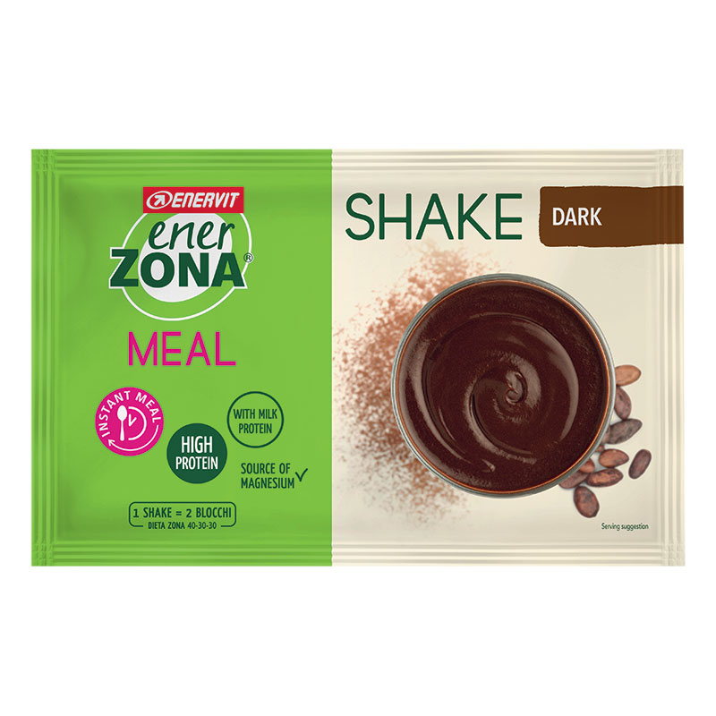 Enerzona Instant Meal 40-30-30 Shake Busta 56g Cioccolato Dark - Con Proteine e Magnesio - Senza coloranti e conservanti