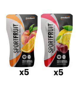 10X SPORT FRUIT GLUTEN FREE MIX PACK con 10 gel energetici da 42 g gusti assortiti - Frutta Energizzata per lo sport