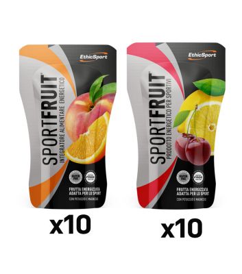 20X SPORT FRUIT GLUTEN FREE MIX PACK con 20 gel energetici da 42 g gusti assortiti - Frutta Energizzata per lo sport