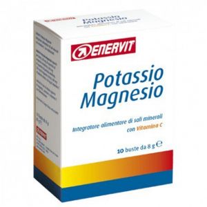ENERVIT POTASSIO MAGNESIO 10 buste da 8 g - Integratore alimentare di sali minerali con aggiunta di Vitamina C