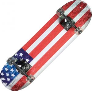 TRIBE PRO  USA FLAG - Skateboard accattivante con bandiera degli Stati Uniti! Misure 79x20 cm - Peso max utente 90 kg