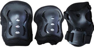 Set di protezioni JUNIOR nero con Ginocchiere, Gomitiere e Parapolsi - Peso utilizzatore da 25 a 50 kg