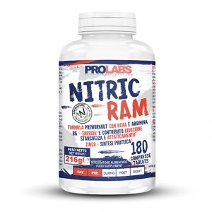 NITRIC RAM Barattolo 180 cpr - Formula Pre-workout con BCAA e Arginina - Più Energia, Riduce Stanchezza ed Affaticament