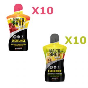 20X MALTO SHOT ENDURANCE 50 ML MIX PACK: 10 pack gusto CILIEGIA/LIMONE + 10 pack gusto TROPICAL