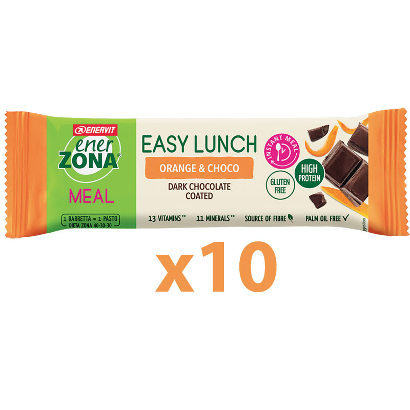 Enerzona Nutrition Bar 40-30-30 Easy Lunch Box 10 Barrette Proteiche 10x58g Arancia e Cioccolato - Senza glutine