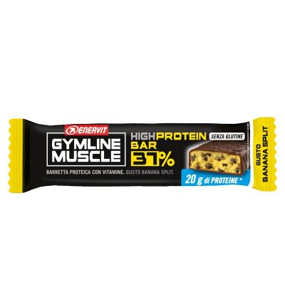 Enervit Gymline High Protein Bar 37% Banana Split Senza Glutine - Barrette da 54 g arricchite con mix vitaminico