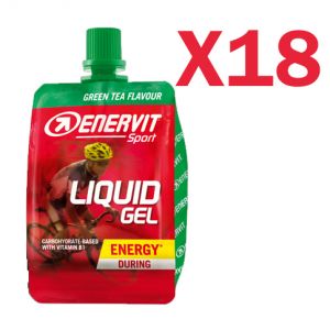 Enervit Sport Liquid Gel, conf 18 Cheerpack da 60 ml, gusto Green Tea - Energetici a base di carboidrati con vitamina B1