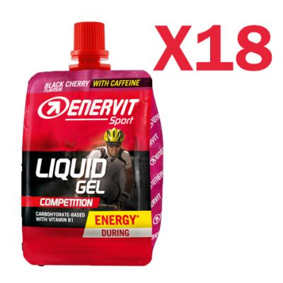 Enervit Liquid Gel Competition, conf 18 cheerpack amarena da 60 ml - Energetico con carboidrati, vitamina B1 e caffeina