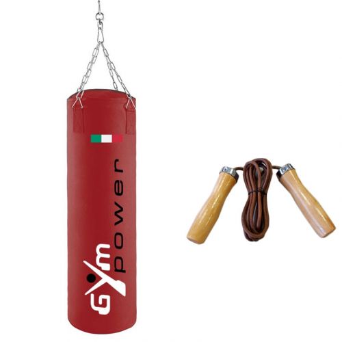 Promo Pack con Sacco Boxe Rosso 100x40 cm Peso 30 kg e Corda da Salto Professionale