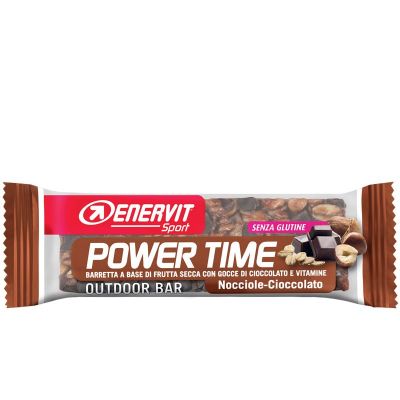 Enervit Sport Power Time Outdoor Bar Nocciola-Cioccolato, barretta energetica da 30 grammi, senza glutine