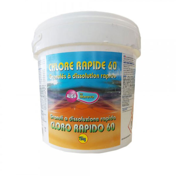 AIGA MAREVA CHLORE RAPIDE 15 KG - Dicloro granulare di elevata qualità per trattamenti shock d'urto in piscina