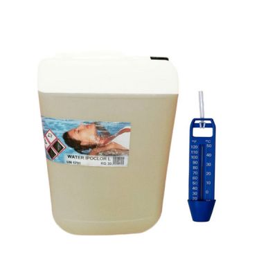 WATER IPOCLOR Tanica 30 kg Ipoclorito di Sodio Liquido 13-16% per Clorazione Piscina + Termometro Galleggiante Omaggio