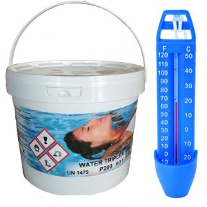 WATER TRIPLEX Secchio 5 kg Pastiglie Cloro Multifunzioni per Piscina (Azione Clorante, Flocculante, Alghicida) + Omaggio