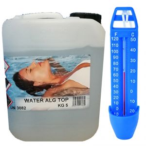 WATER ALG TOP Tanica da 5 kg - Antialghe Concentrato NO SCHIUMOGENO per Vasche Idromassaggio, SPA, Fontane e Piscine