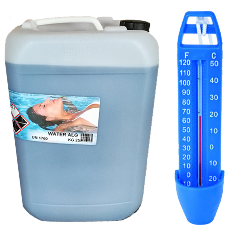 WATER ALG 25 KG Antialghe Liquido Concentrato per la manutenzione della piscina + Termometro Analogico in Omaggio
