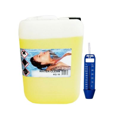 WATER CLEAN 10 KG - Sgrassatore Professionale Concentrato per pulizia bordi, pareti e teloni piscina + TERMOMETRO